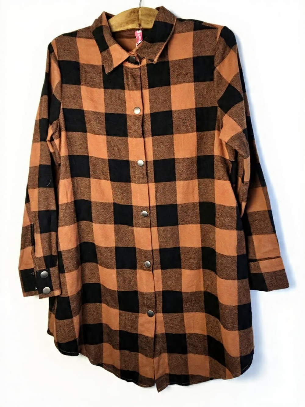 Classic Buffalo Plaid Button-Down Shirt - Black & Rust Streetwear‎ Boho